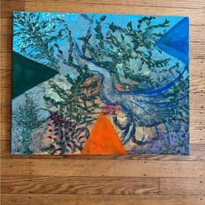 Vibrant Abstract Canvas with Blue and Orange by [Brand]